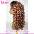 China Qingdao factory 100% brazilian virgin remy human hair glueless two tone color 1b/30 lace wig